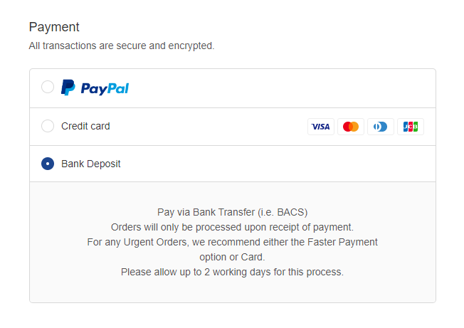 Now Accepting Bank Deposit Payments