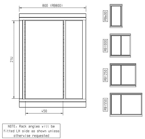 Fixed Rack Kit for RB Cabinets 21 U Rack Size