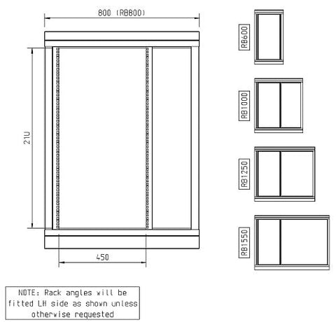 Fixed Rack Kit for RB Cabinets 21 U Rack Size