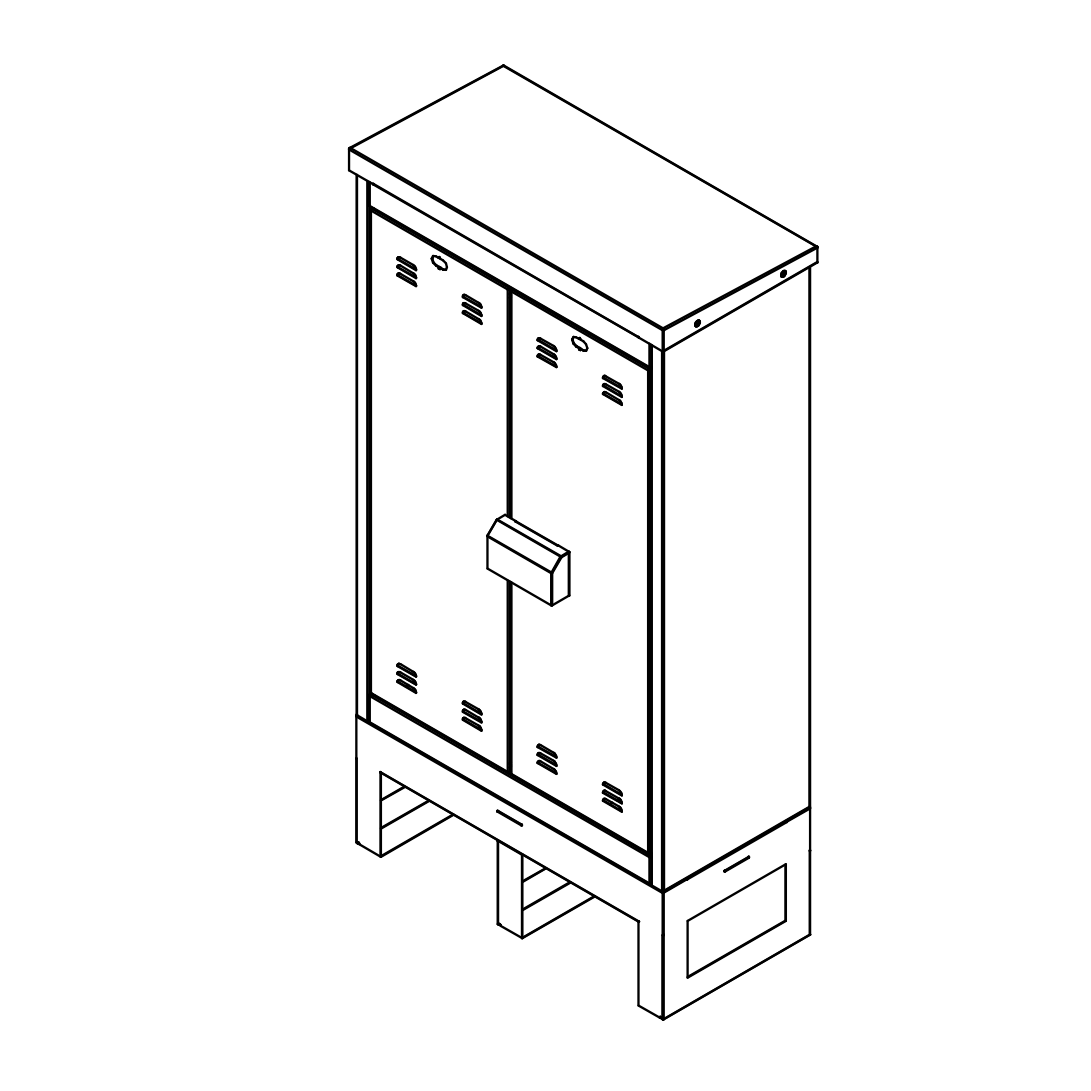 Line drawing of RMC Cabinet on its plinth